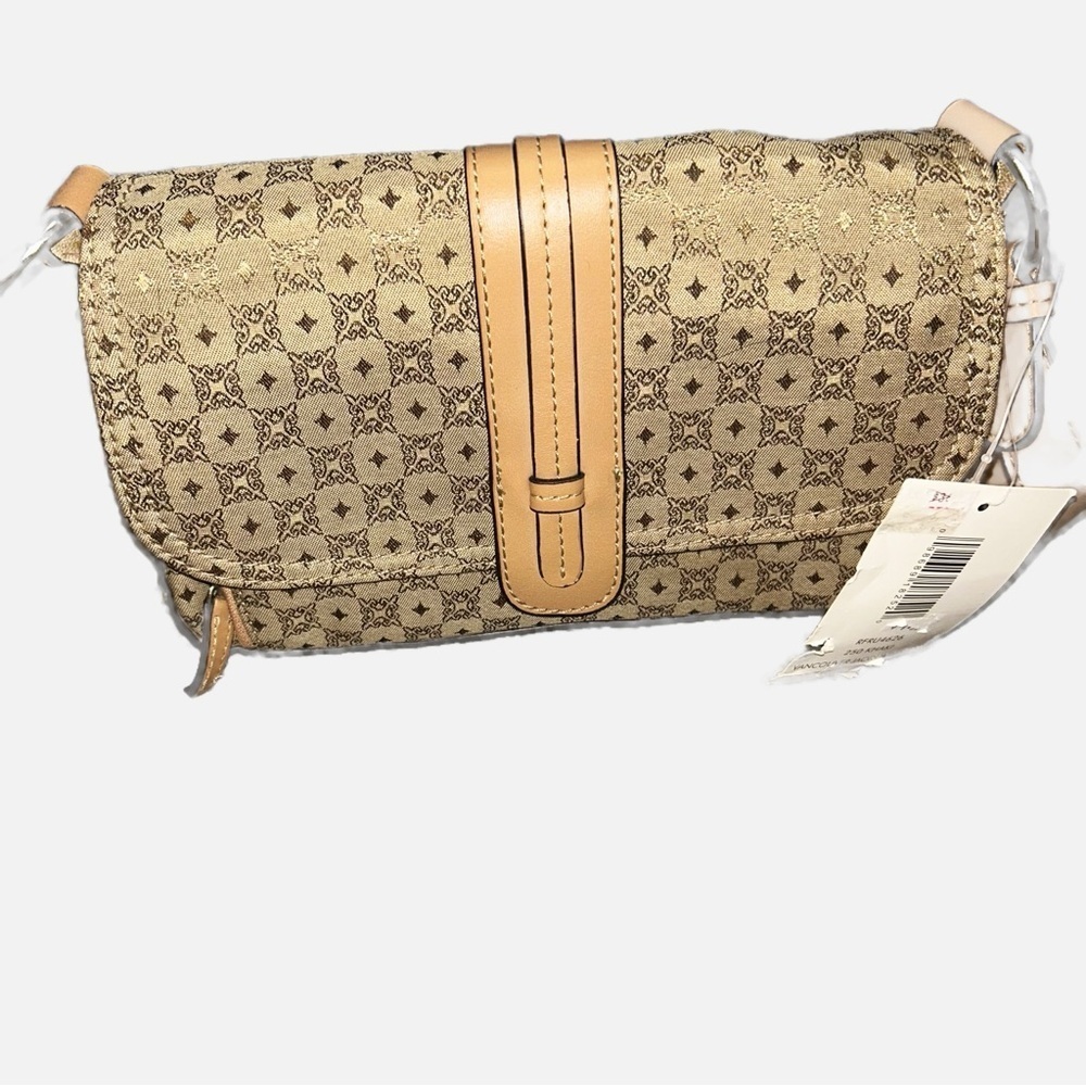 NWT LIZ CLAIBORNE VILLAGER Khaki Patterned Handbag Purse - Picture 3 of 8